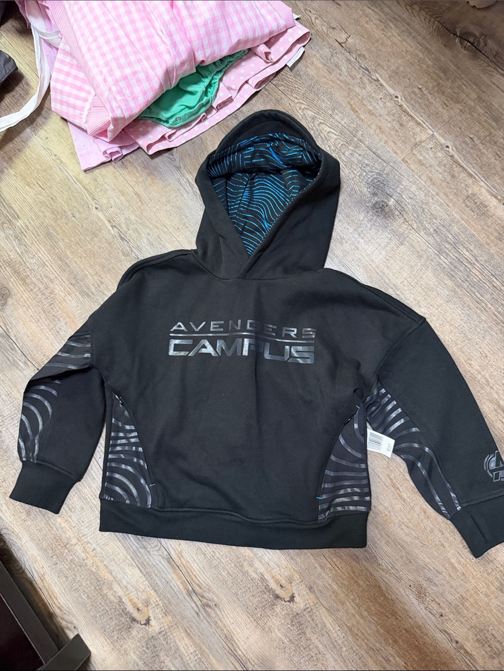 Disney Marvel Black Graphic Hoodie with Metallic Logo